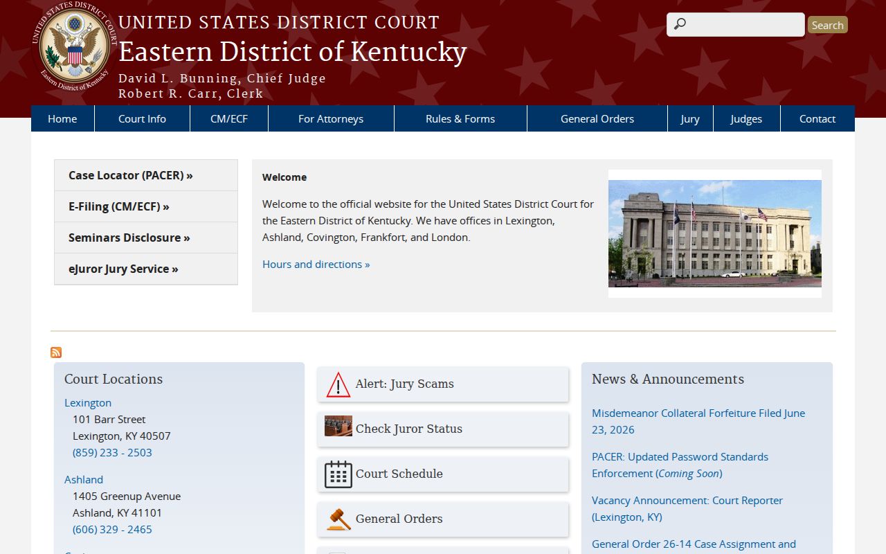 Federal criminal court cases outside Fayette County CourtNet