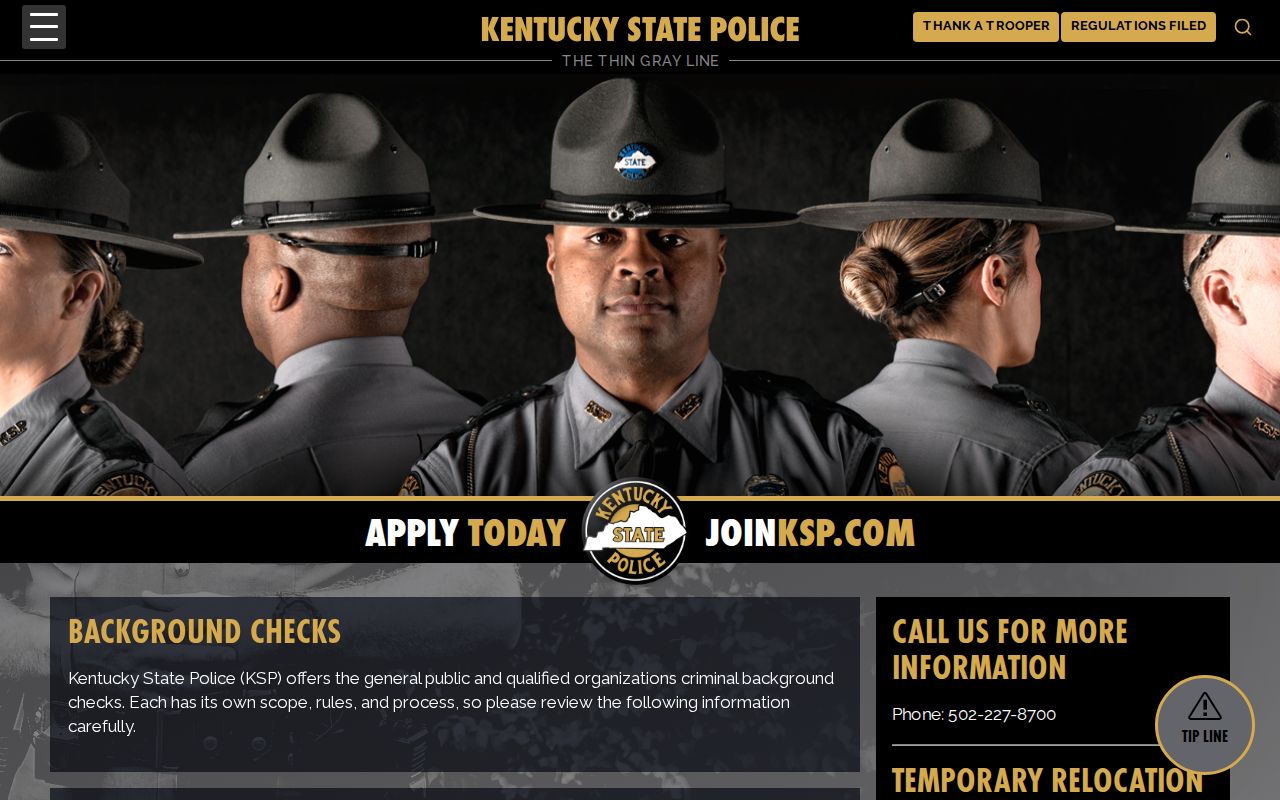 Kentucky State Police Fayette County criminal history background check options