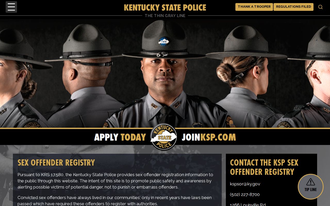 Kentucky State Police guidance for a Fayette County sex offender search